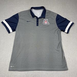 Arizona Wildcats Polo Shirt Mens XL Gray Blue Club Collar Nike Collorblock NCAA